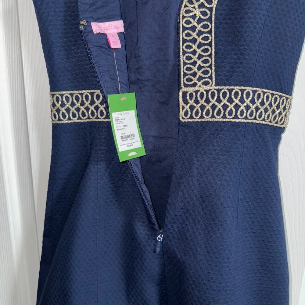 NEW WITH TAGS- Lilly Pulitzer Aveline Shift True Navy Dress Size 0 - Picture 7 of 7